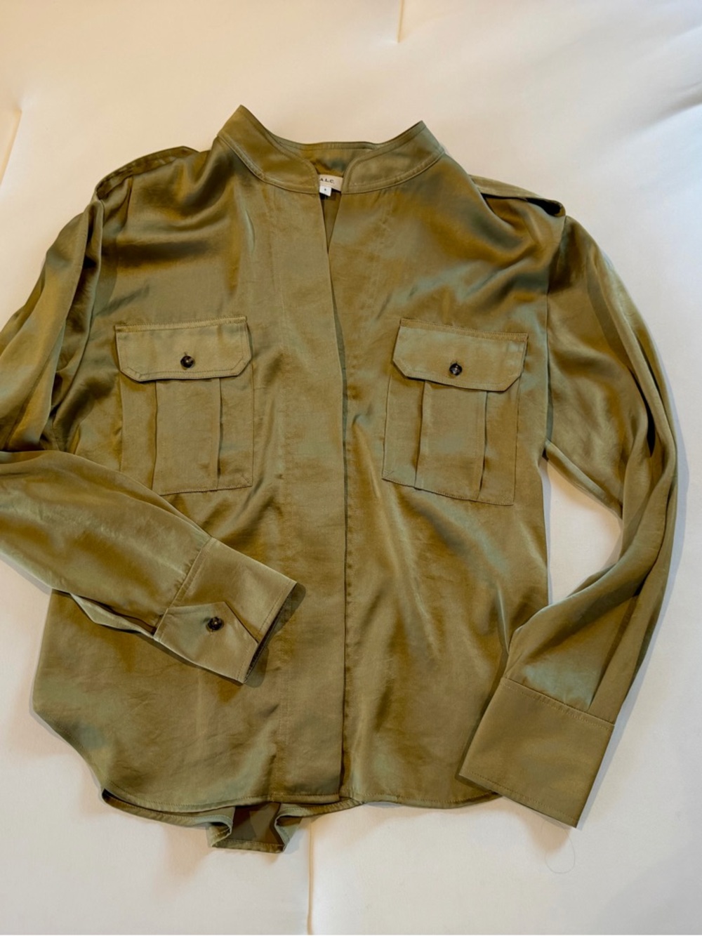 A.L.C. Olive Green Utility Silky Shirt